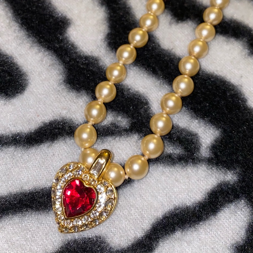 Heart and Pearls necklace by Nolan Miller